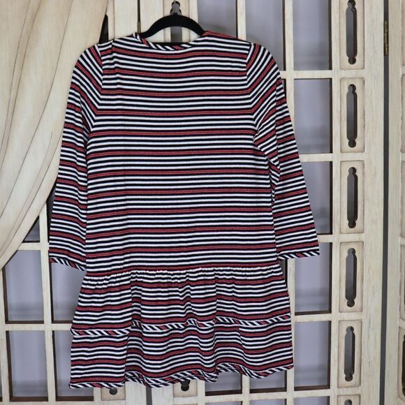 Brooks Brothers Black Red striped Girls Ruffle Shift Long Sleeve Dress Size XL N - Picture 4 of 10